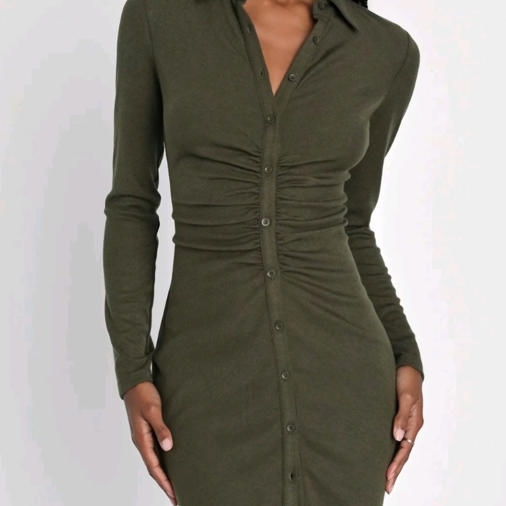 Lulu's Forest Green Long Sleeve Dress